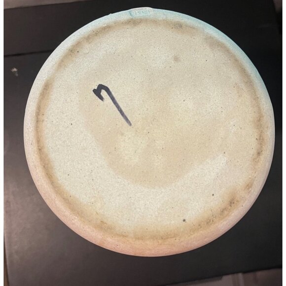 Vintage Farm House Handcrafted Stoneware Pitcher With Earthy Brown & Blue Stripe - Picture 9 of 9